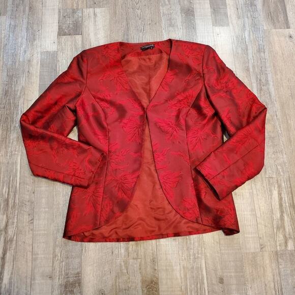Dué per dué veste size 8 silk women's floral blazer - Picture 1 of 9